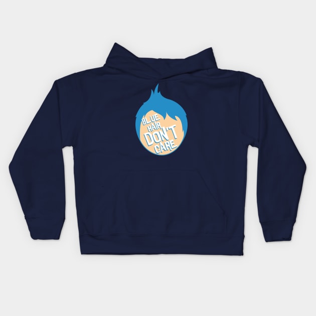 Blue Hair Don't Care Kids Hoodie by VirGigiBurns